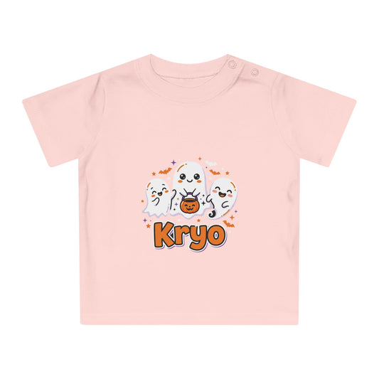 Baby T-Shirt — Cute Halloween Ghosts with 'Kryo' Name | 'Happy Halloween' Back