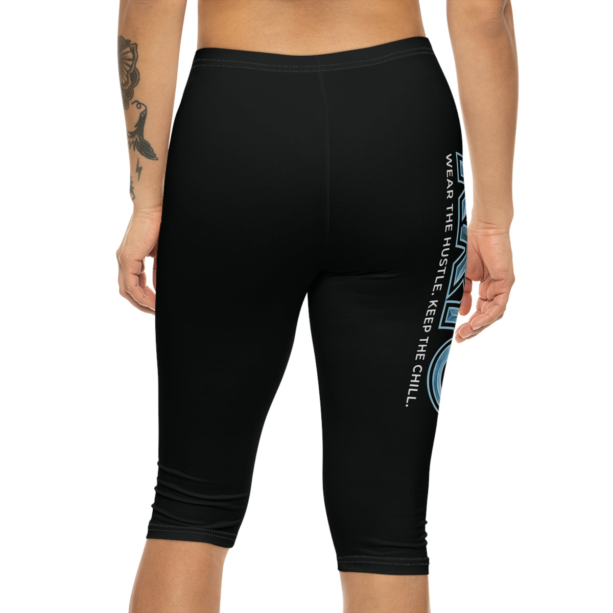 Capri Leggings — 'Wear the Hustle, Keep the Chill' Side-Graphic Athletic Capri