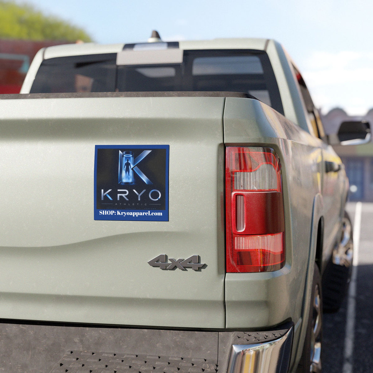 KRYO Athletic Car Magnet — Blue Logo Magnet with "SHOP: Kryoapparel.com"