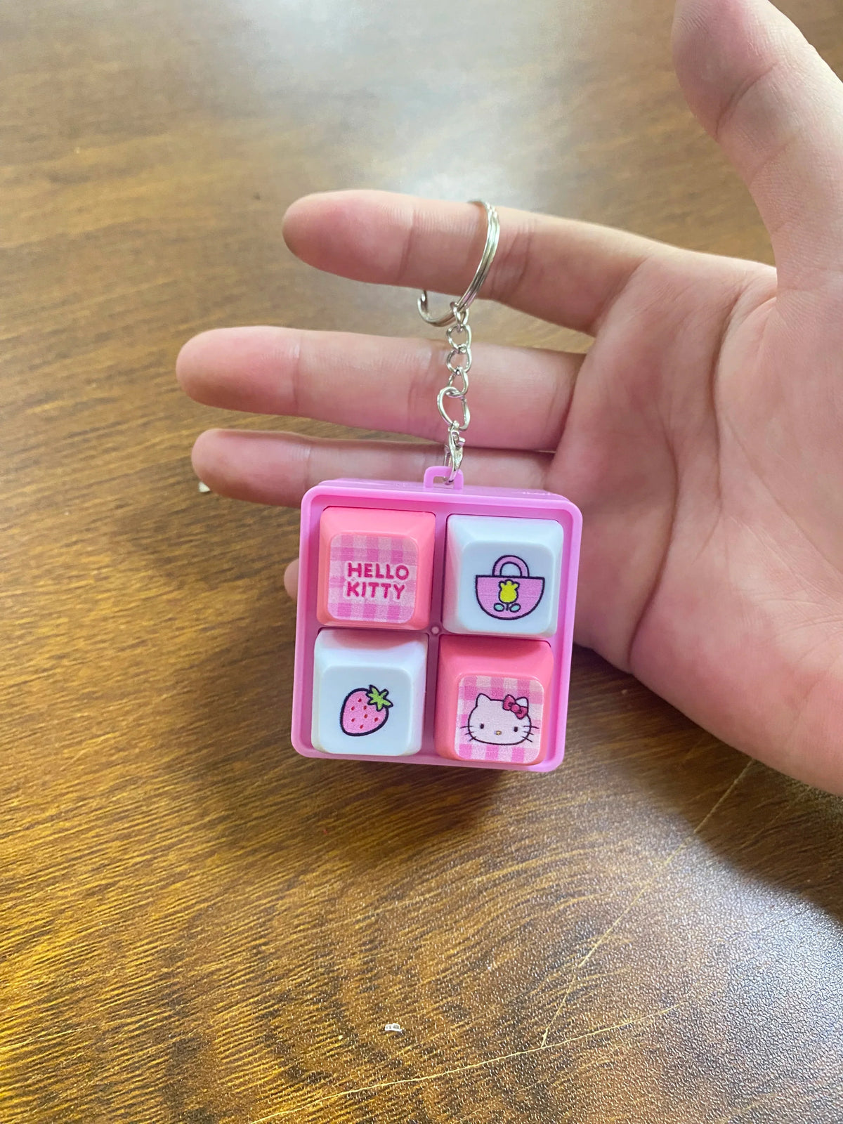 Sanrio Hello Kitty Voice Button Keyring Kt Cat Keycap Stress Relief Toy Cute Keyboard Button Squishy Desk Decor Birthday Gifts