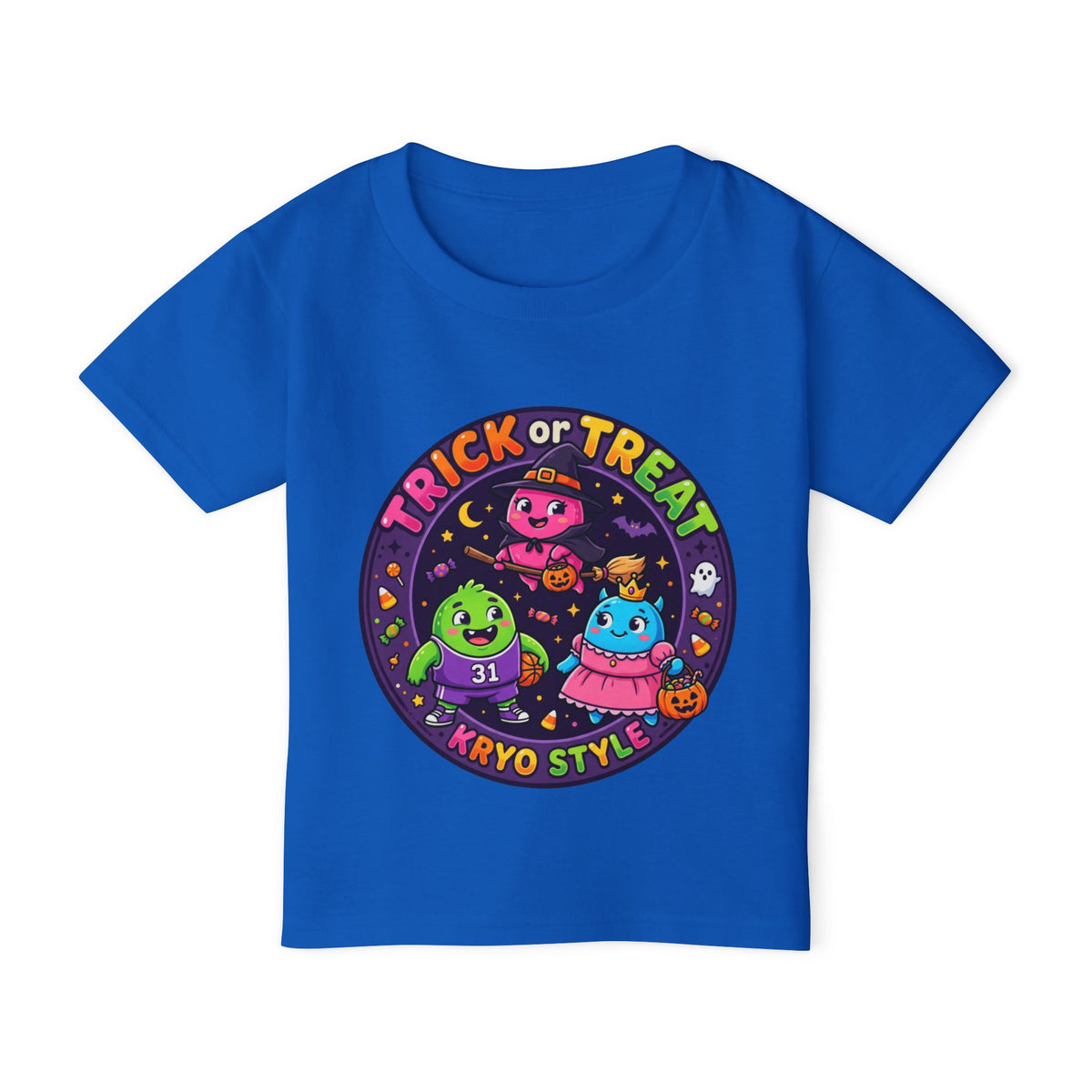Toddler T‑Shirt — KRYO Cute Cartoon 'Trick or Treat' Halloween Tee (Happy Halloween on Back)