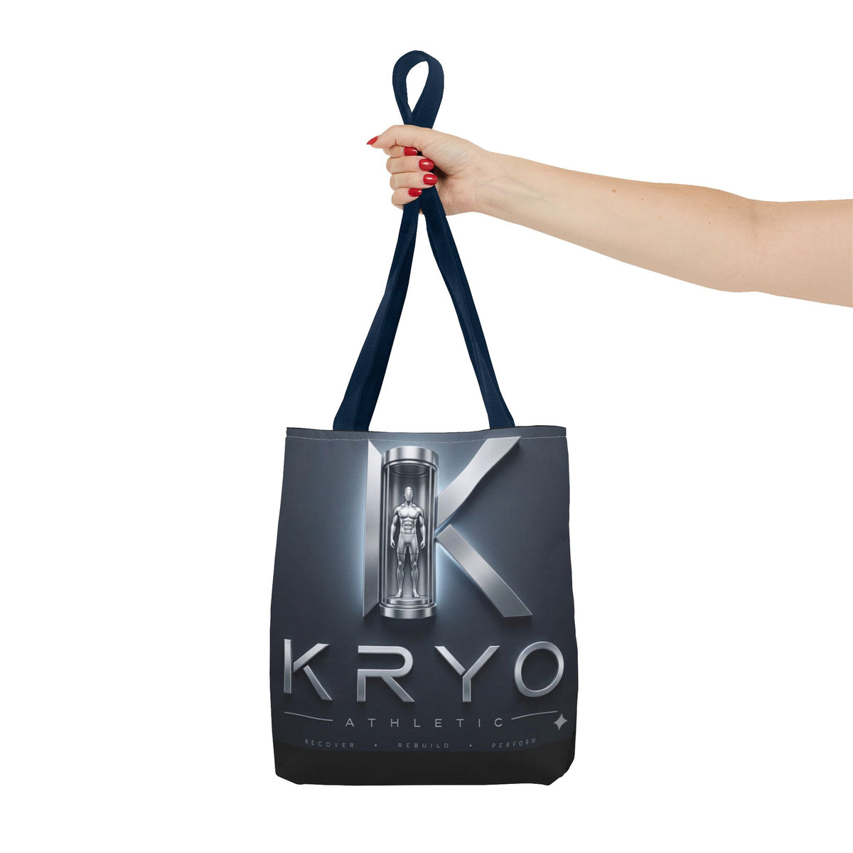 KRYO Athletic Logo Tote Bag – Futuristic Metallic Gym Tote