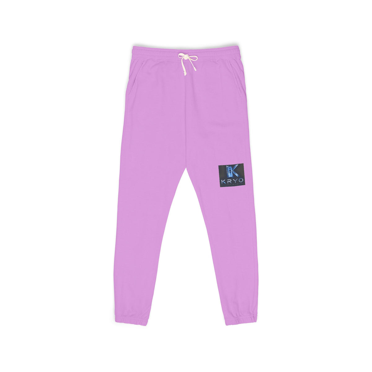 Kryo Graphic Patch Sweatpants — Relaxed Fleece Joggers with Blue Patch Art