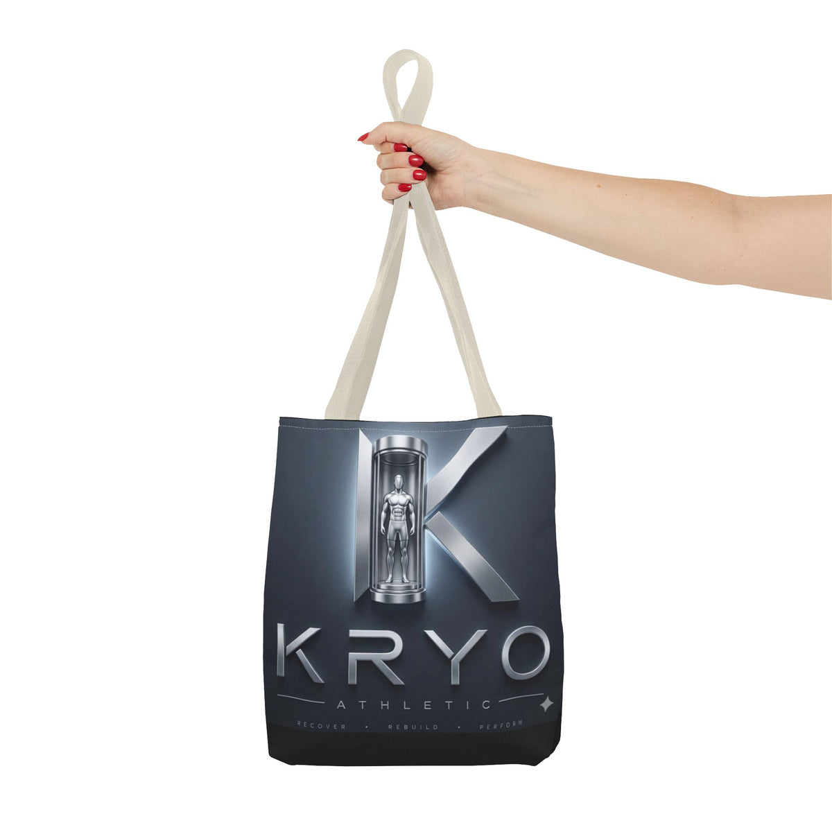 KRYO Athletic Logo Tote Bag – Futuristic Metallic Gym Tote