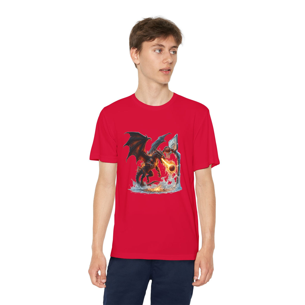 Dragon Basketball Youth Tee — Fiery Court Fantasy Shirt