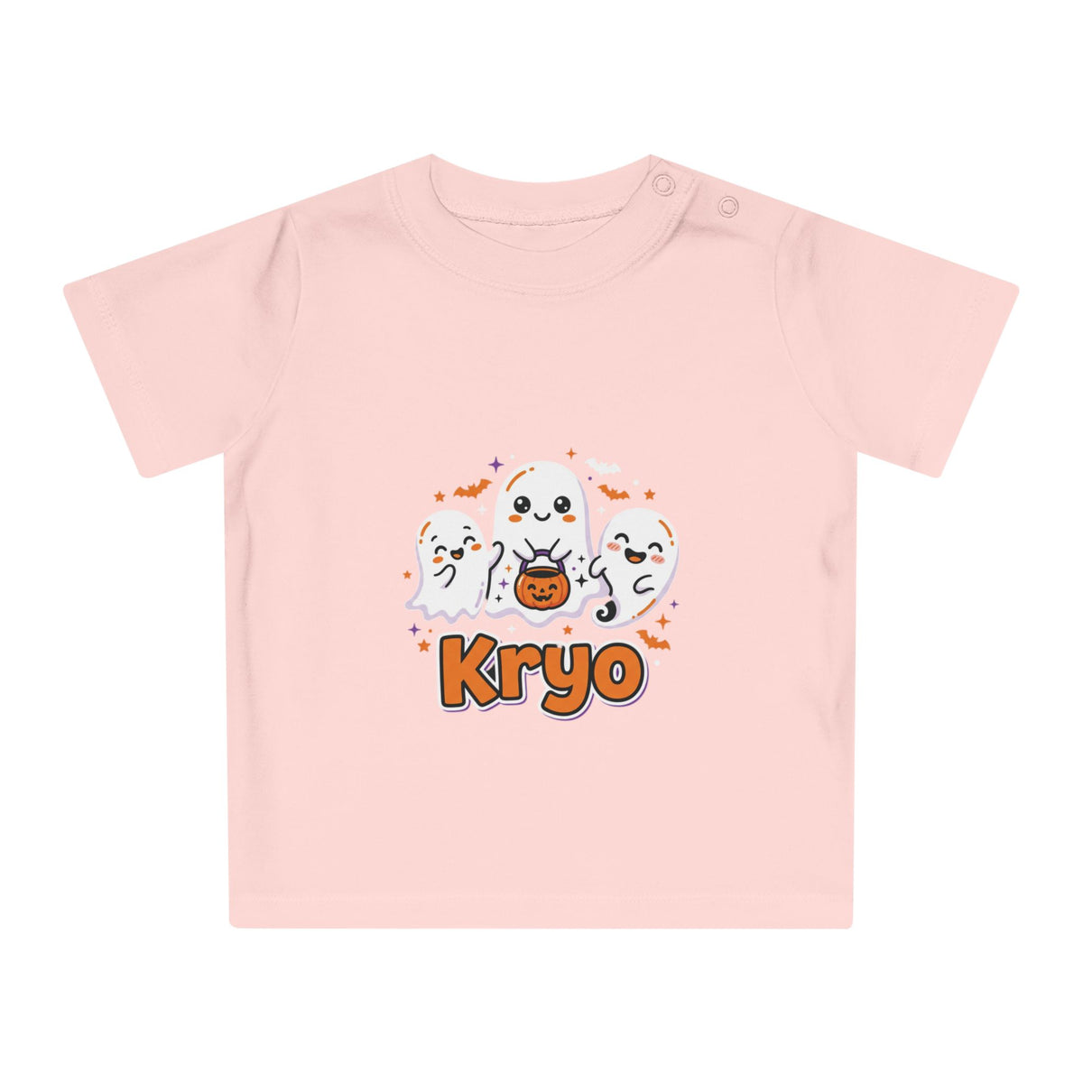 Baby T-Shirt — Cute Halloween Ghosts with 'Kryo' Name | 'Happy Halloween' Back