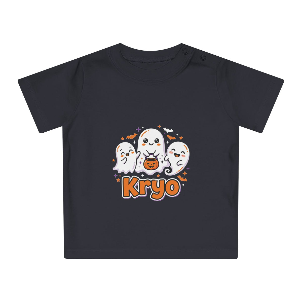 Baby T-Shirt — Cute Halloween Ghosts with 'Kryo' Name | 'Happy Halloween' Back