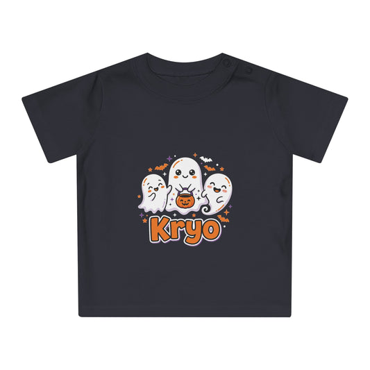 Baby T-Shirt — Cute Halloween Ghosts with 'Kryo' Name | 'Happy Halloween' Back
