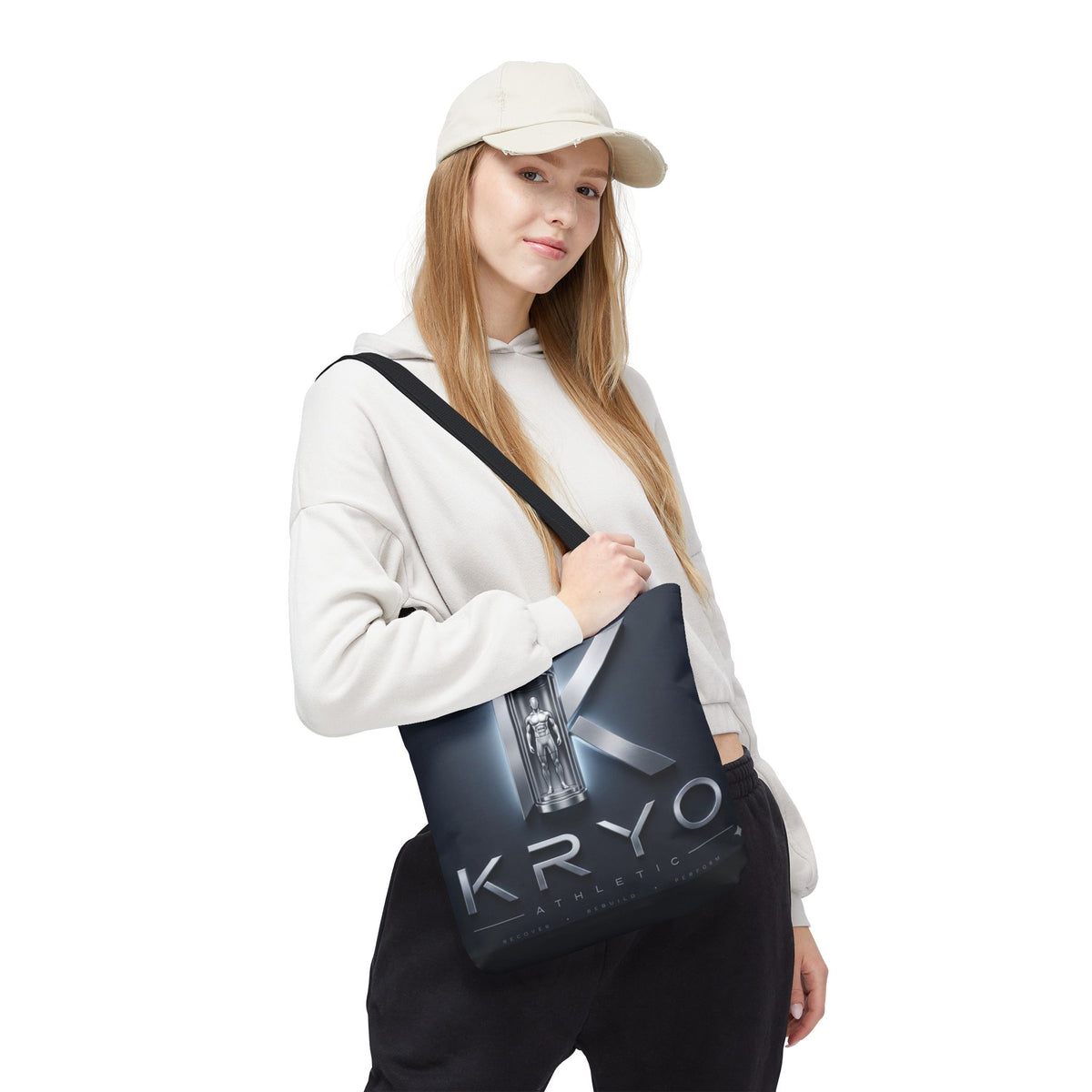 KRYO Athletic Logo Tote Bag – Futuristic Metallic Gym Tote