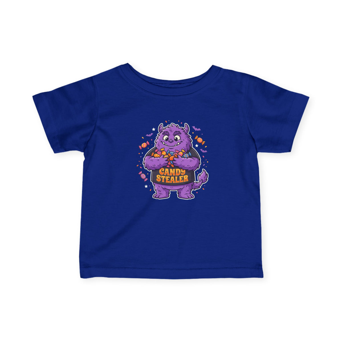 Infant Tee - Cute Purple 'Candy Stealer' Monster Halloween Baby Shirt