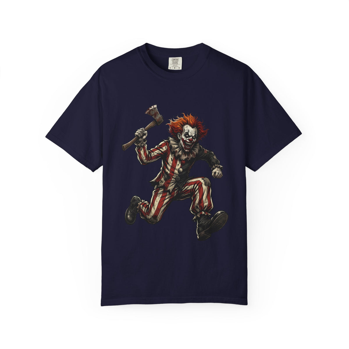 Creepy Clown Axe T-Shirt — 'KRYO' Dripping Back Graphic, Horror Halloween Tee