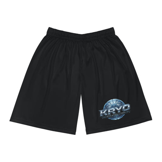 Kryo Basketball Shorts — Black Athletic AOP Shorts with Kryo Logo