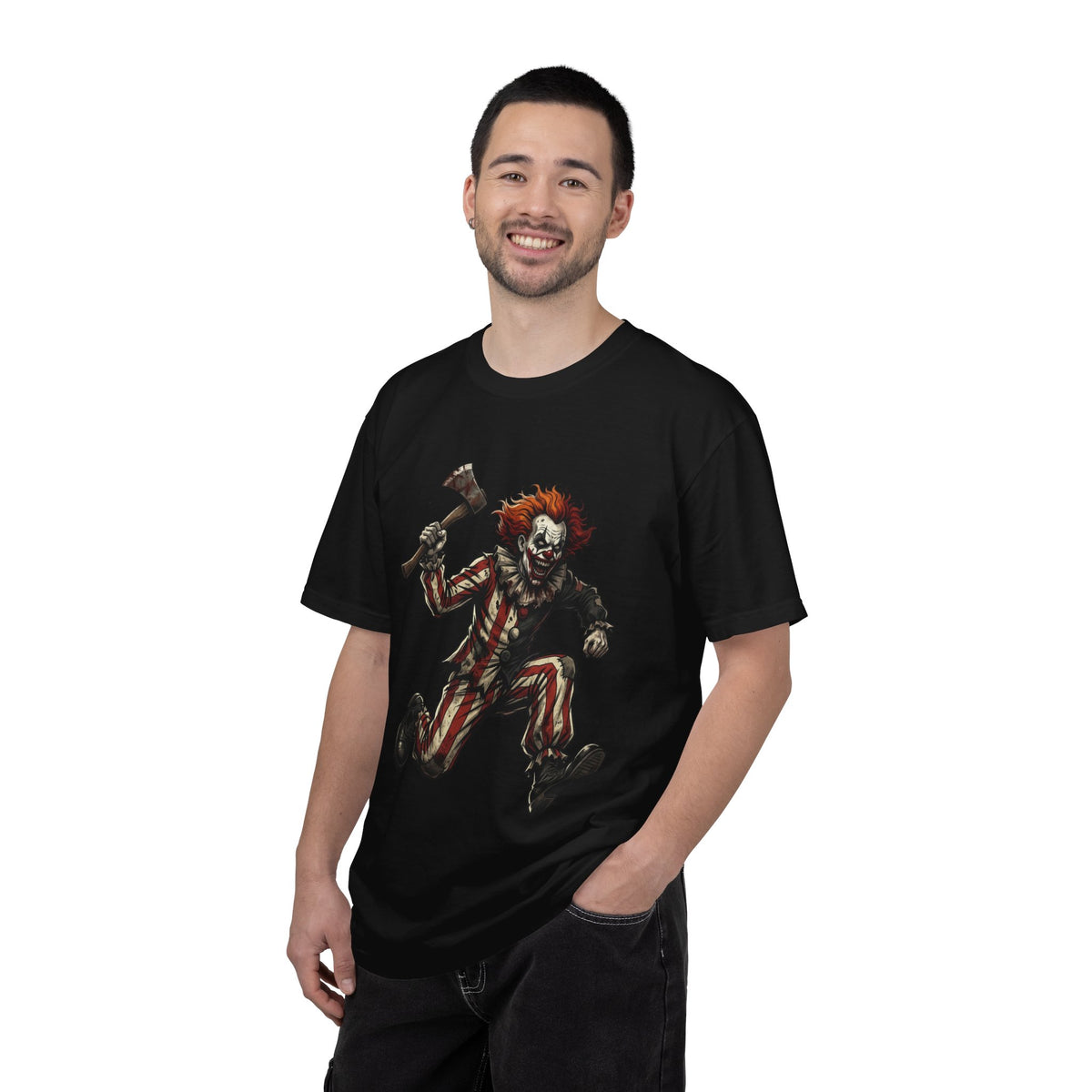 Creepy Clown Axe T-Shirt — 'KRYO' Dripping Back Graphic, Horror Halloween Tee