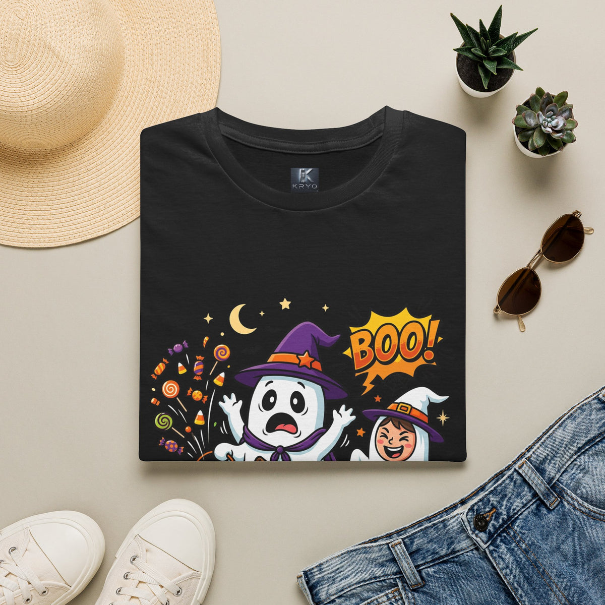 Halloween Ghost Kids T-Shirt — Cute Trick-or-Treat Boo Design