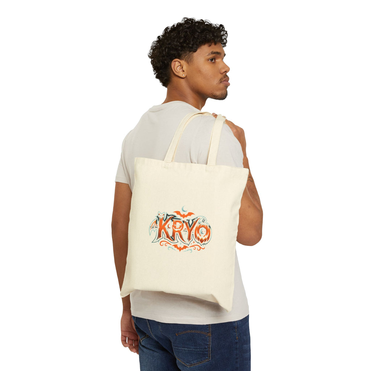 Tote Bag - KRYO Vintage Halloween Pumpkin Lettering Canvas Tote