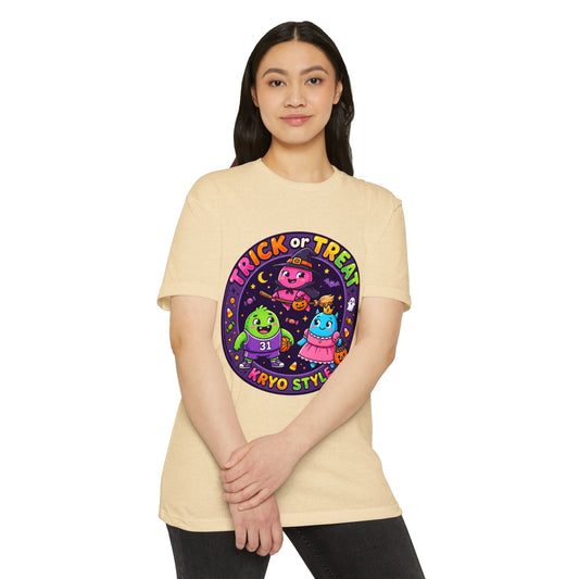 Trick or Treat Cute KRYO Monsters T-Shirt — "Happy Halloween" Back Print