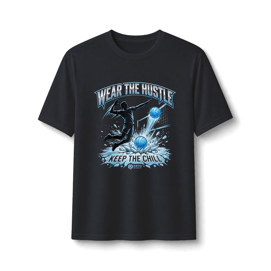 Volleyball Hustle Performance Tee — "Wear the Hustle" Athletic Soccer Shirt