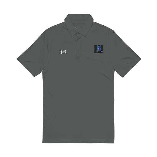 Kryo Men's Embroidered Polo — White Under Armour Golf Shirt with Blue Logo