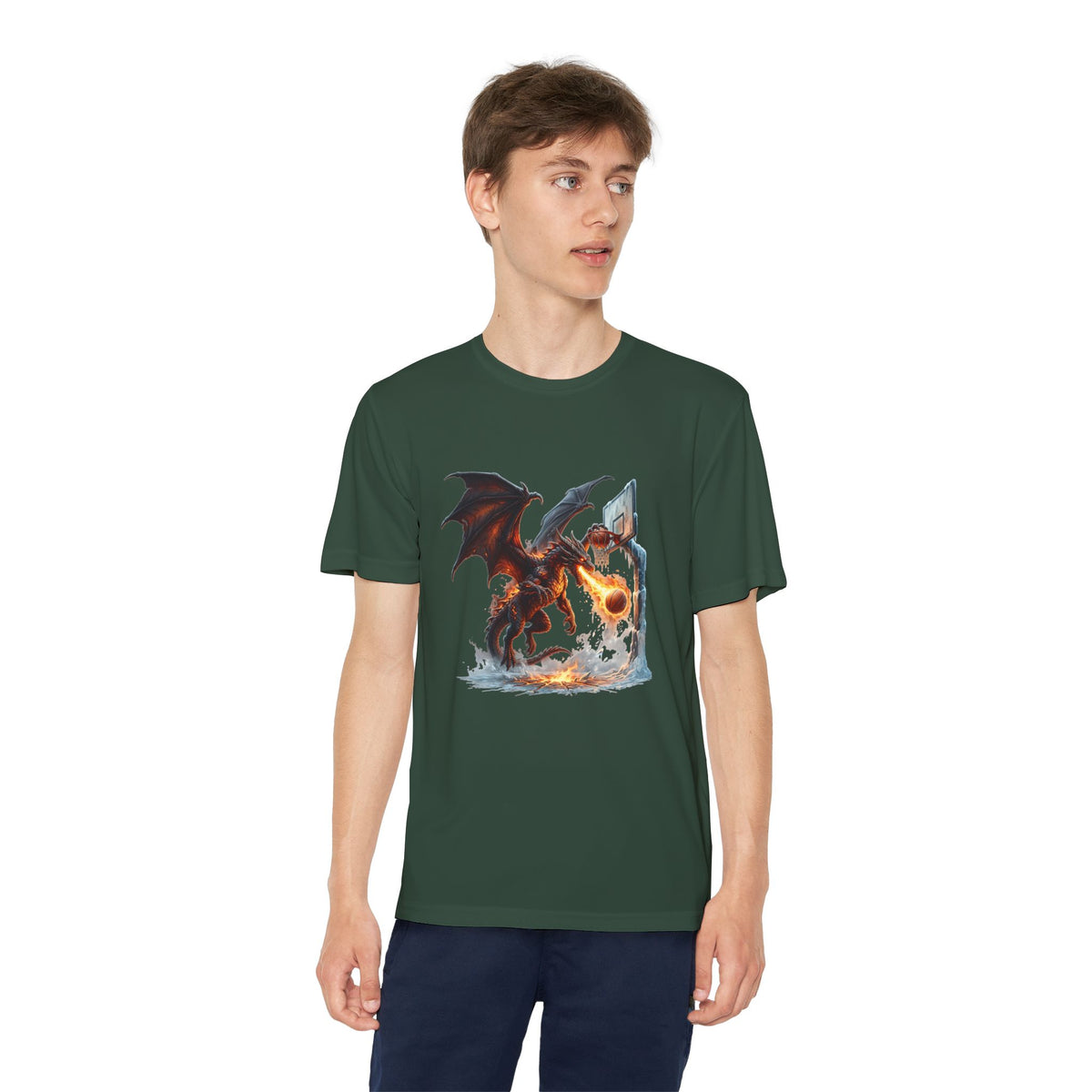 Dragon Basketball Youth Tee — Fiery Court Fantasy Shirt