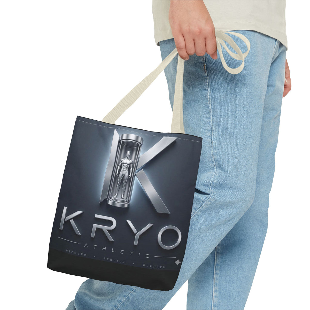 KRYO Athletic Logo Tote Bag – Futuristic Metallic Gym Tote