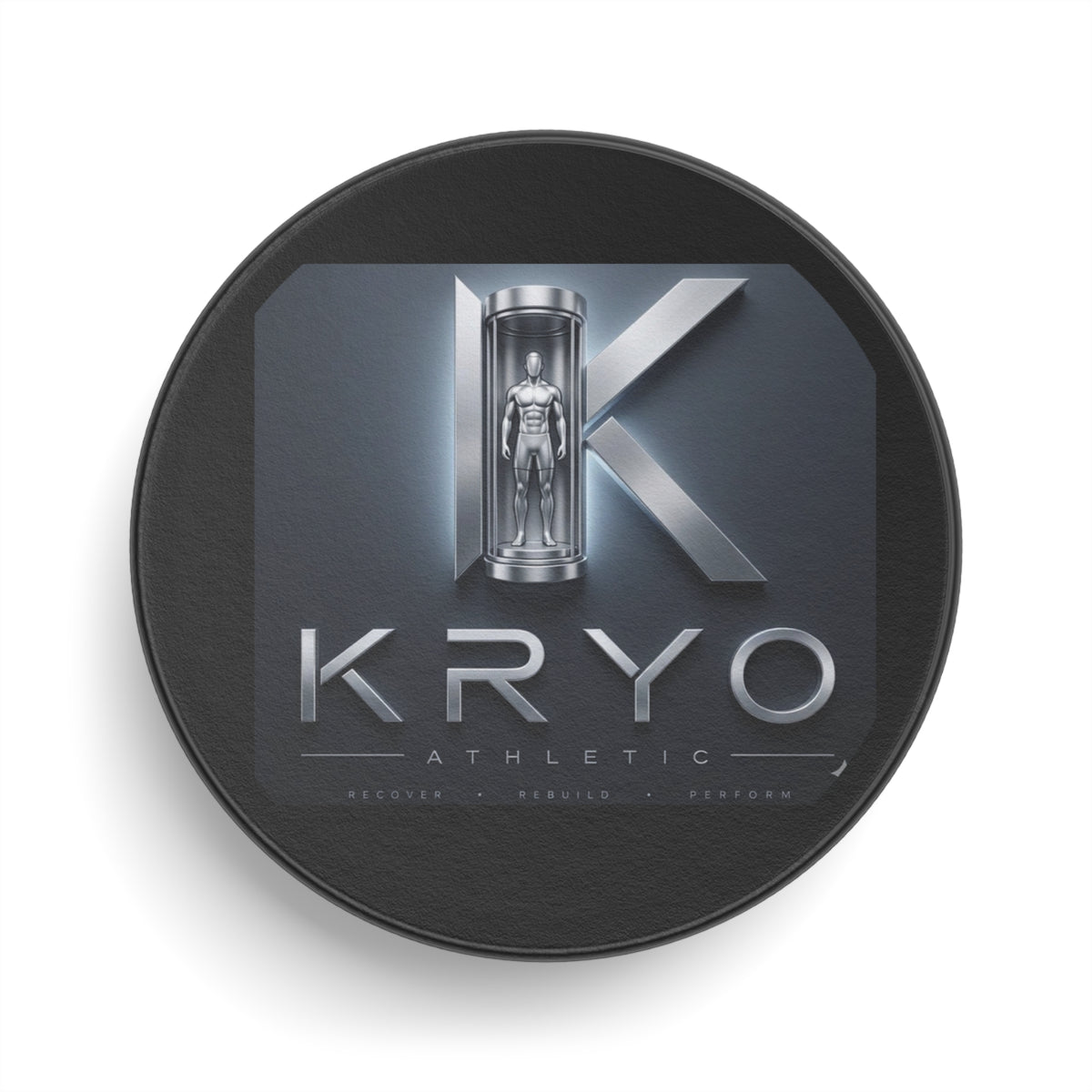 Kryo Athletic Logo Hockey Puck – Metallic Sci‑Fi Cryo Design