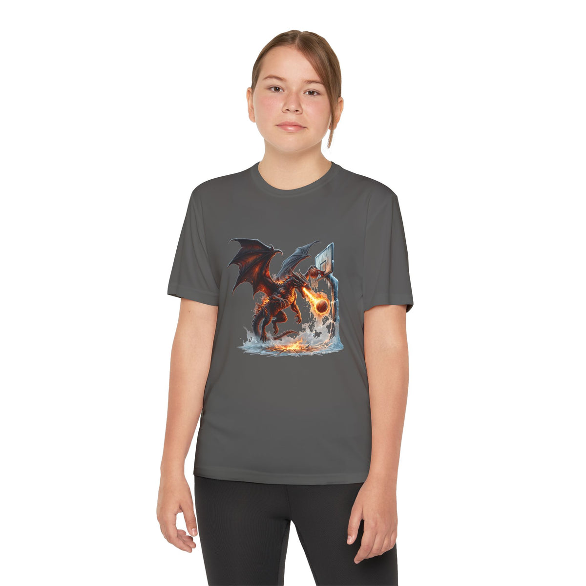Dragon Basketball Youth Tee — Fiery Court Fantasy Shirt