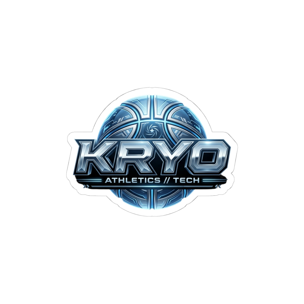 Kryo Athletics // Tech Logo Sticker — Metallic Blue Gaming & Sports Decal (Kiss-Cut)