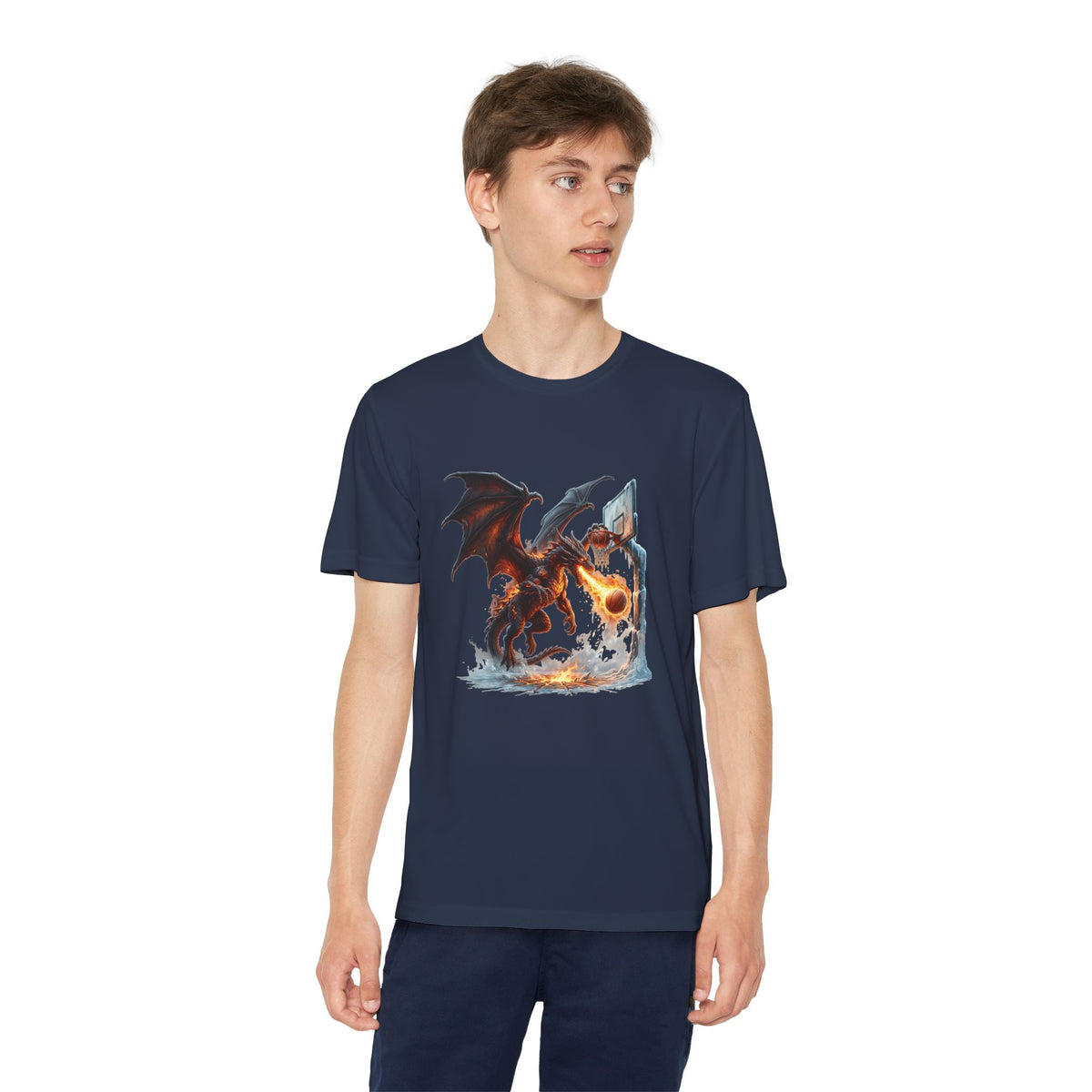 Dragon Basketball Youth Tee — Fiery Court Fantasy Shirt