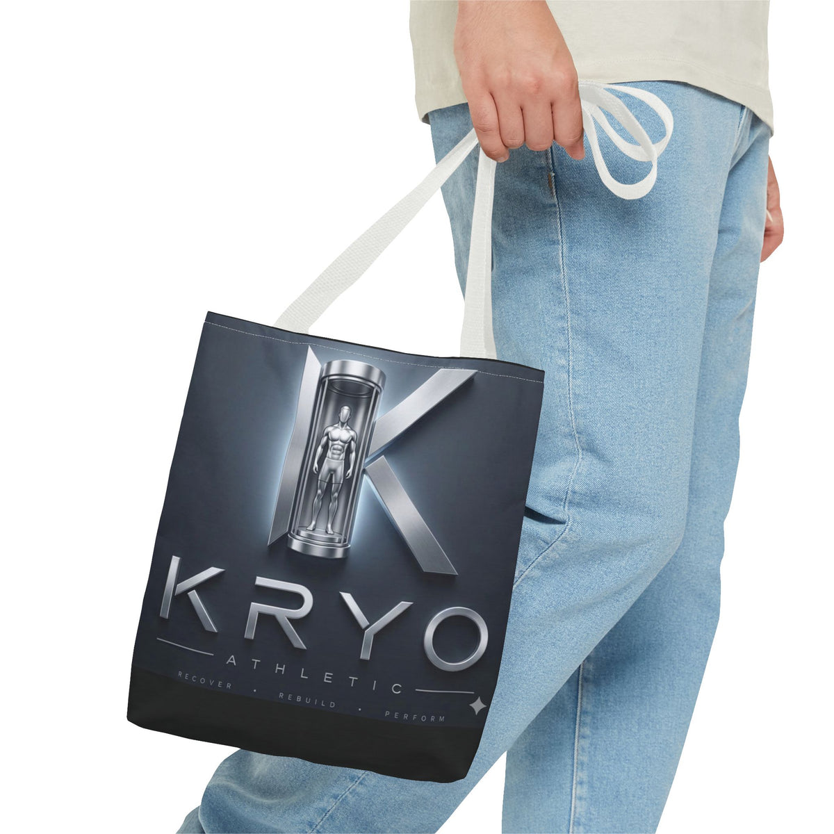 KRYO Athletic Logo Tote Bag – Futuristic Metallic Gym Tote