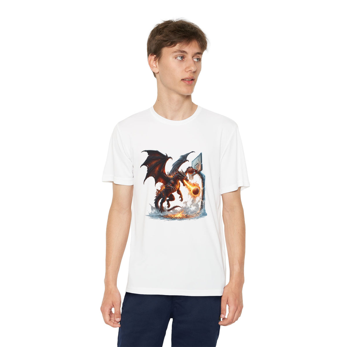 Dragon Basketball Youth Tee — Fiery Court Fantasy Shirt