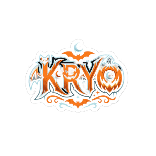 Halloween 'KRYO' Kiss-Cut Sticker — Spooky Orange Bat Design