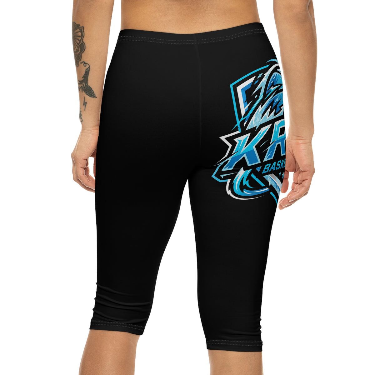 KRYO Basketball Logo Capri Leggings — Women's Athletic Team Crop Pants