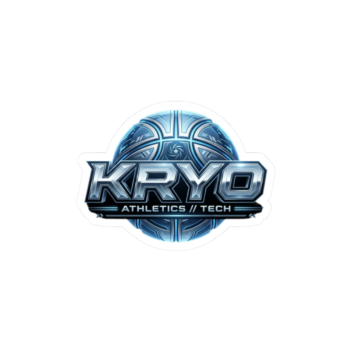 Kryo Athletics // Tech Logo Sticker — Metallic Blue Gaming & Sports Decal (Kiss-Cut)