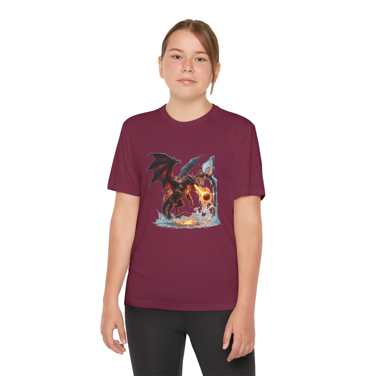 Dragon Basketball Youth Tee — Fiery Court Fantasy Shirt