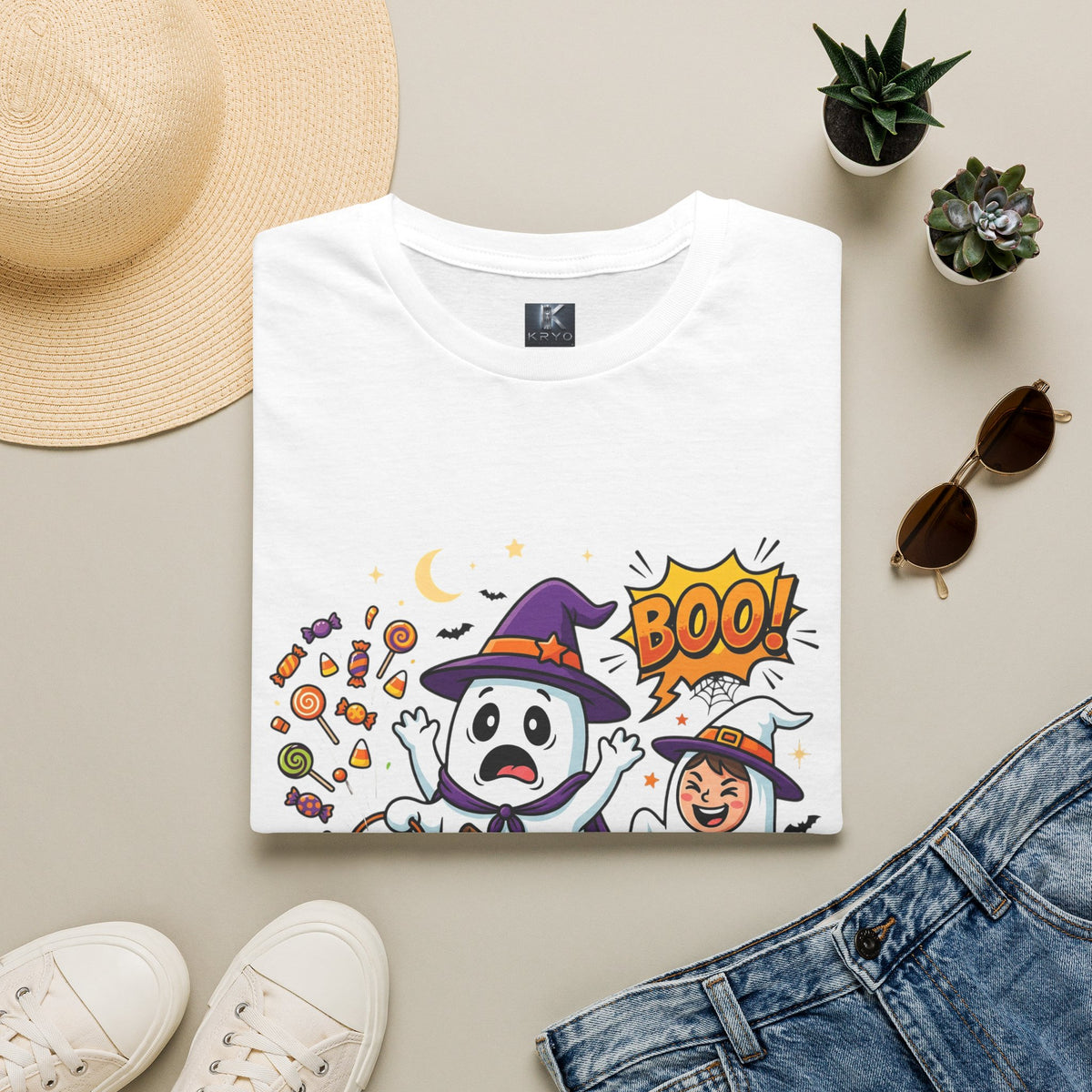 Halloween Ghost Kids T-Shirt — Cute Trick-or-Treat Boo Design