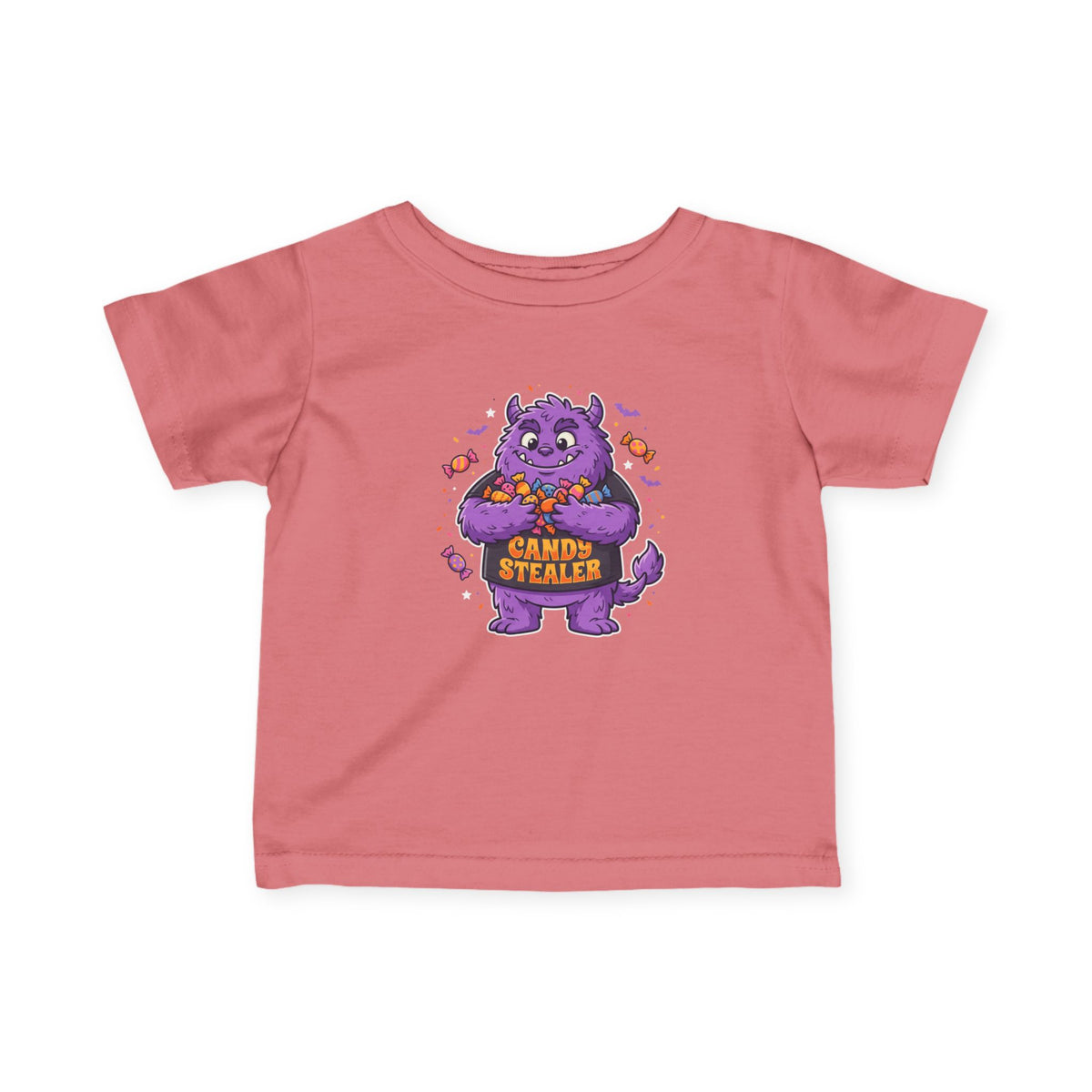 Infant Tee - Cute Purple 'Candy Stealer' Monster Halloween Baby Shirt