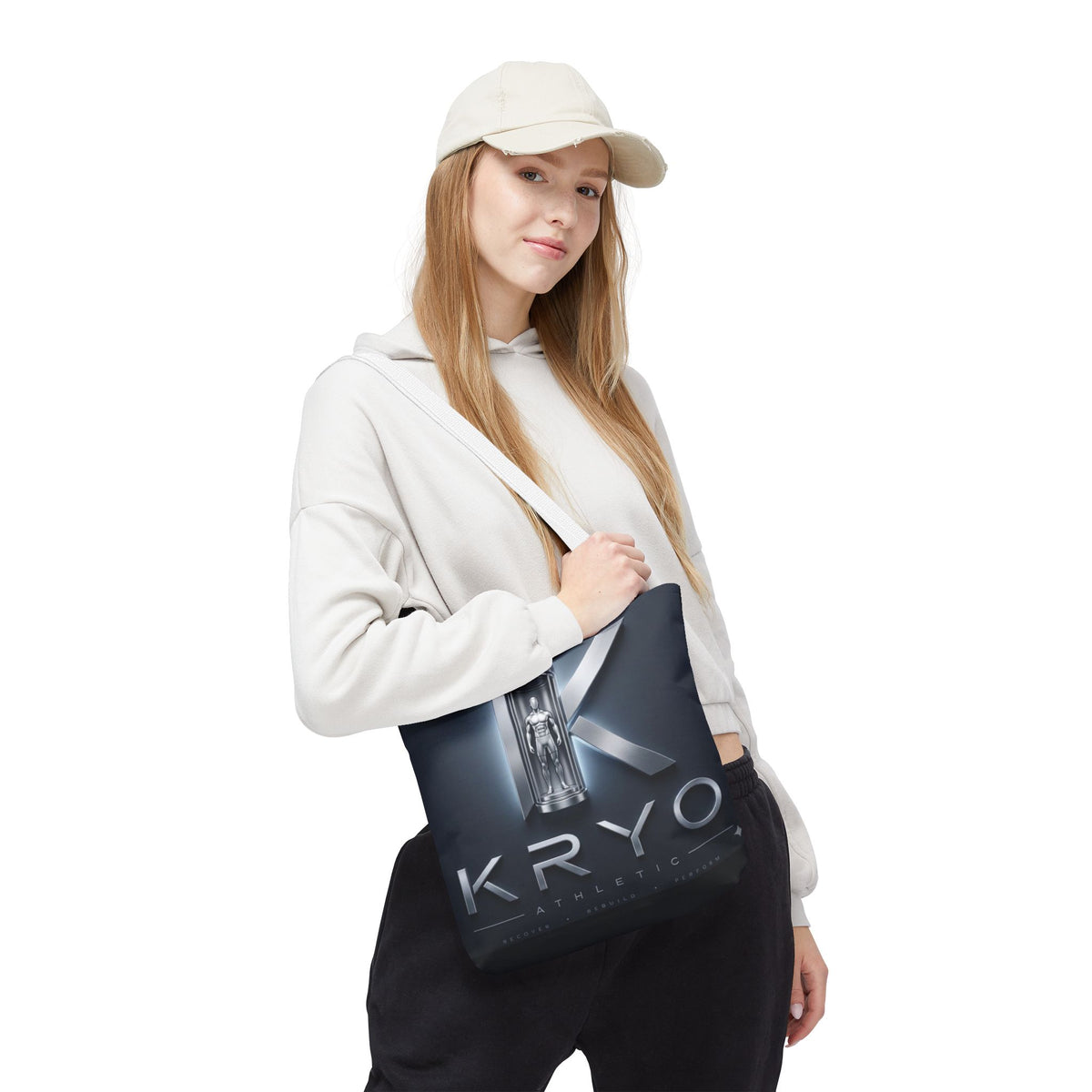 KRYO Athletic Logo Tote Bag – Futuristic Metallic Gym Tote
