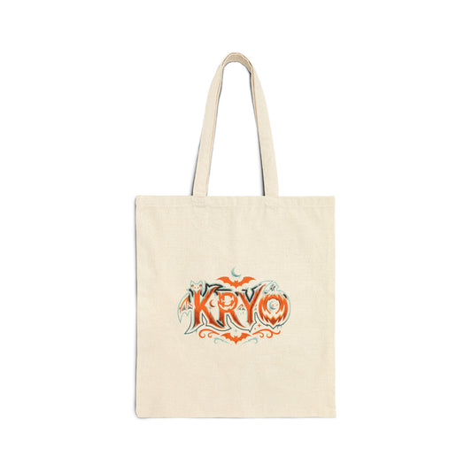Tote Bag - KRYO Vintage Halloween Pumpkin Lettering Canvas Tote