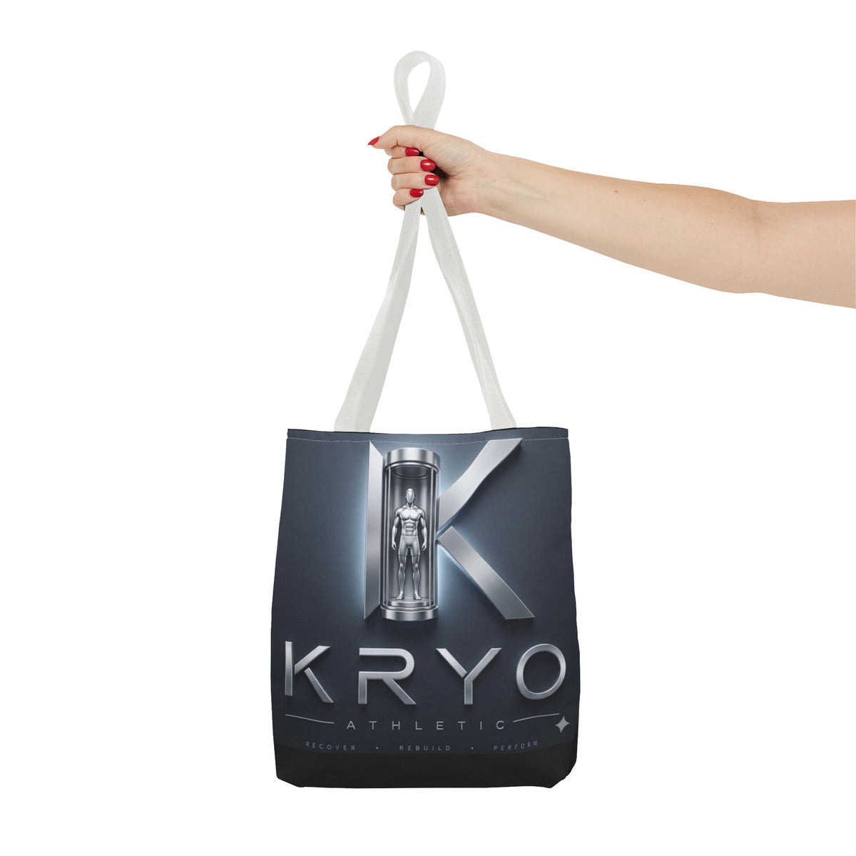 KRYO Athletic Logo Tote Bag – Futuristic Metallic Gym Tote