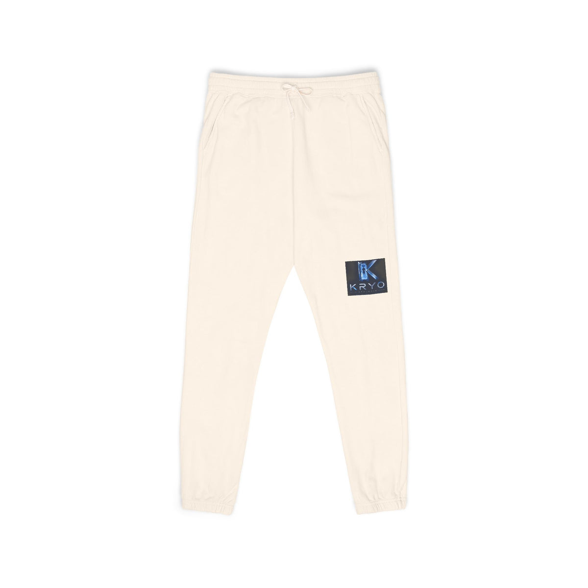 Kryo Graphic Patch Sweatpants — Relaxed Fleece Joggers with Blue Patch Art