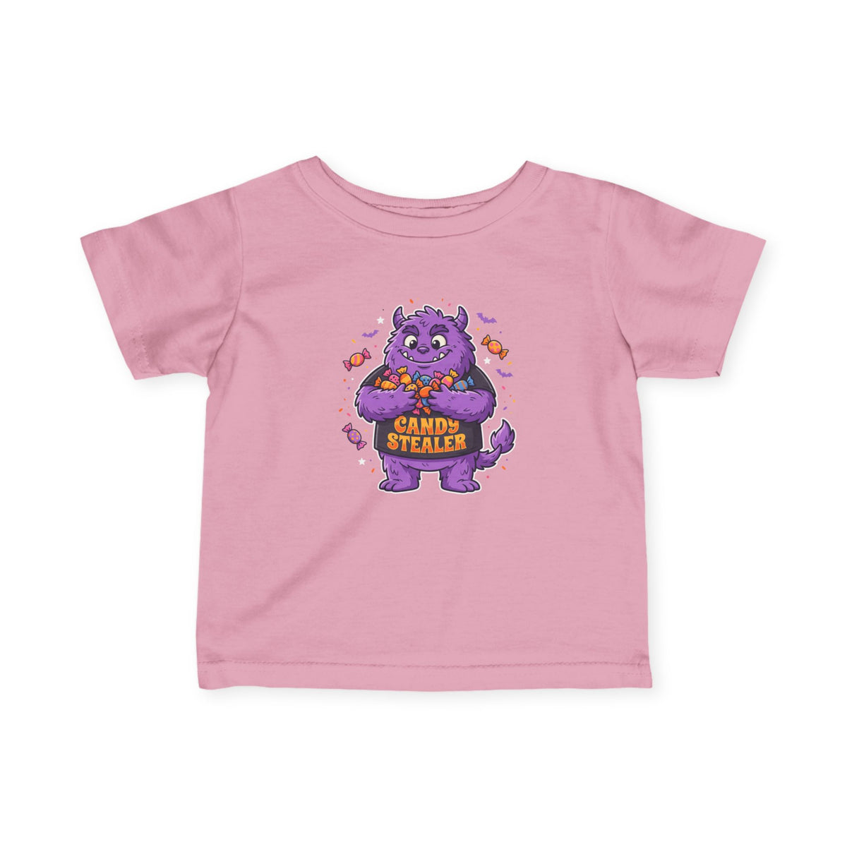 Infant Tee - Cute Purple 'Candy Stealer' Monster Halloween Baby Shirt