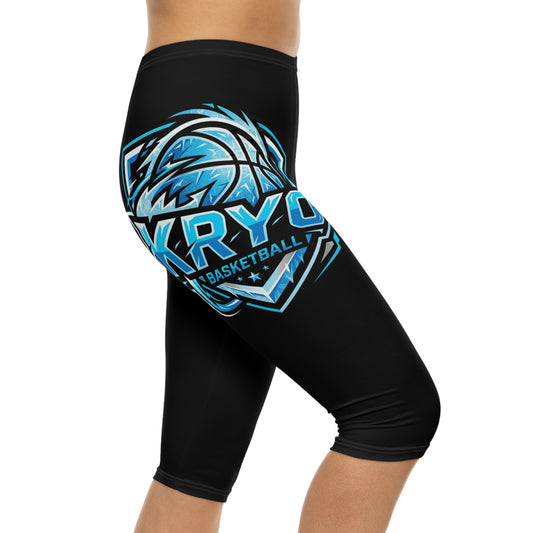 KRYO Basketball Logo Capri Leggings — Women's Athletic Team Crop Pants
