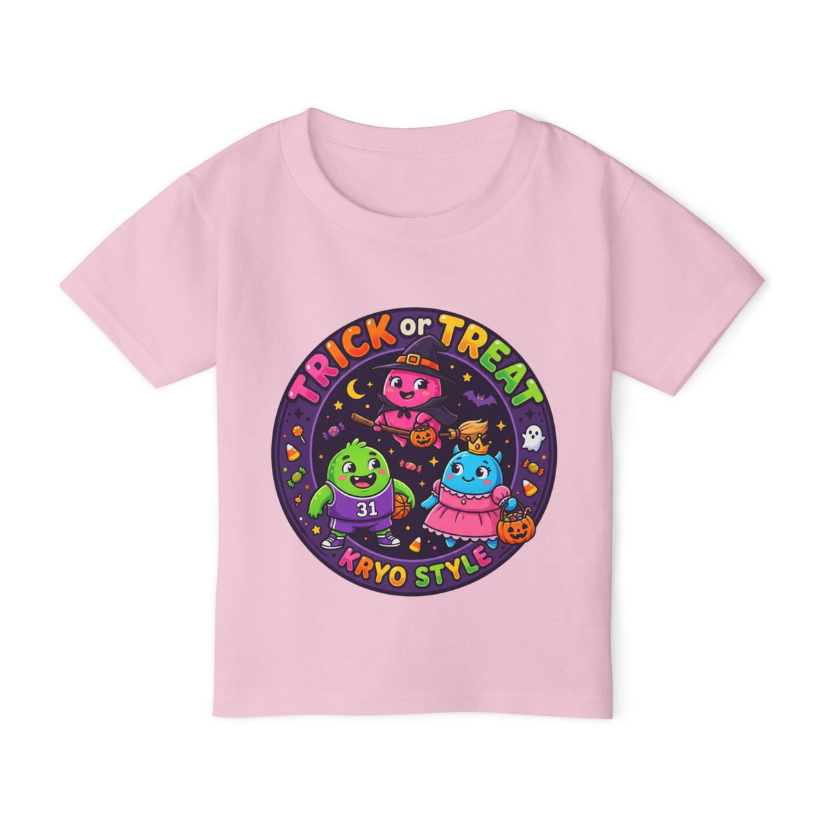 Toddler T‑Shirt — KRYO Cute Cartoon 'Trick or Treat' Halloween Tee (Happy Halloween on Back)