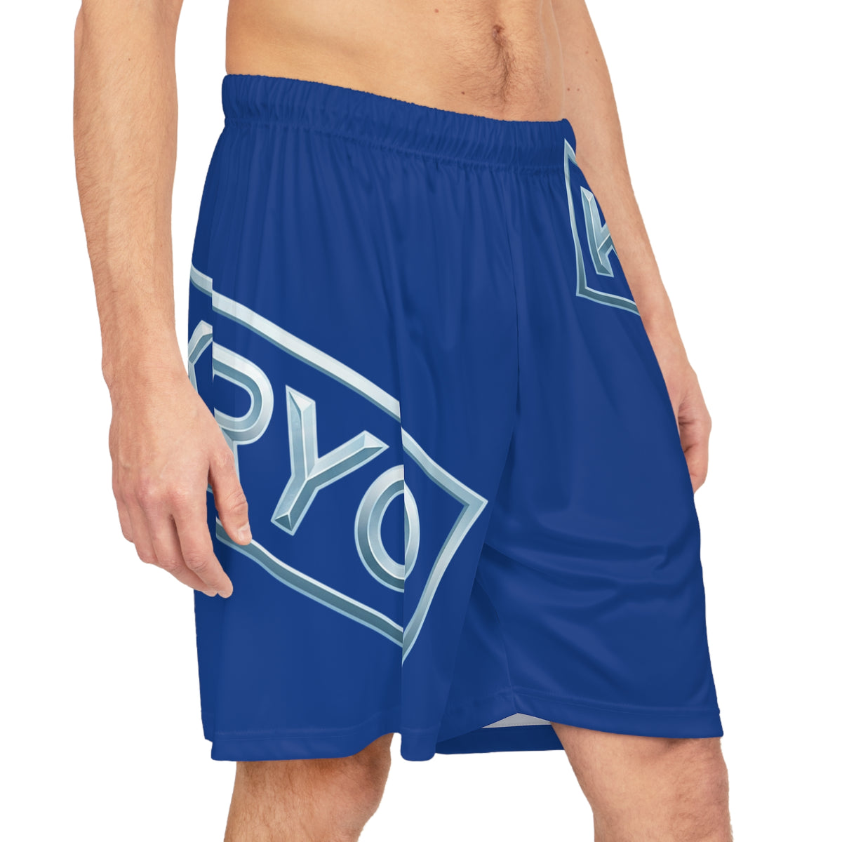 KRYO Blue Logo Basketball Shorts — All-Over Print Athletic Shorts
