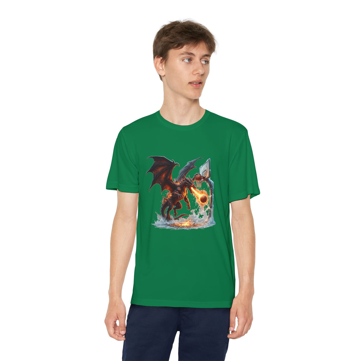 Dragon Basketball Youth Tee — Fiery Court Fantasy Shirt