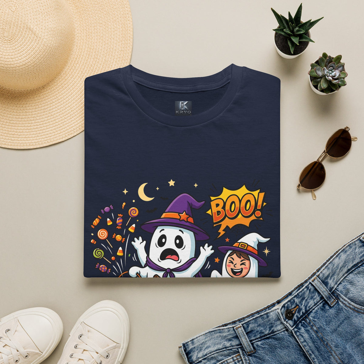 Halloween Ghost Kids T-Shirt — Cute Trick-or-Treat Boo Design