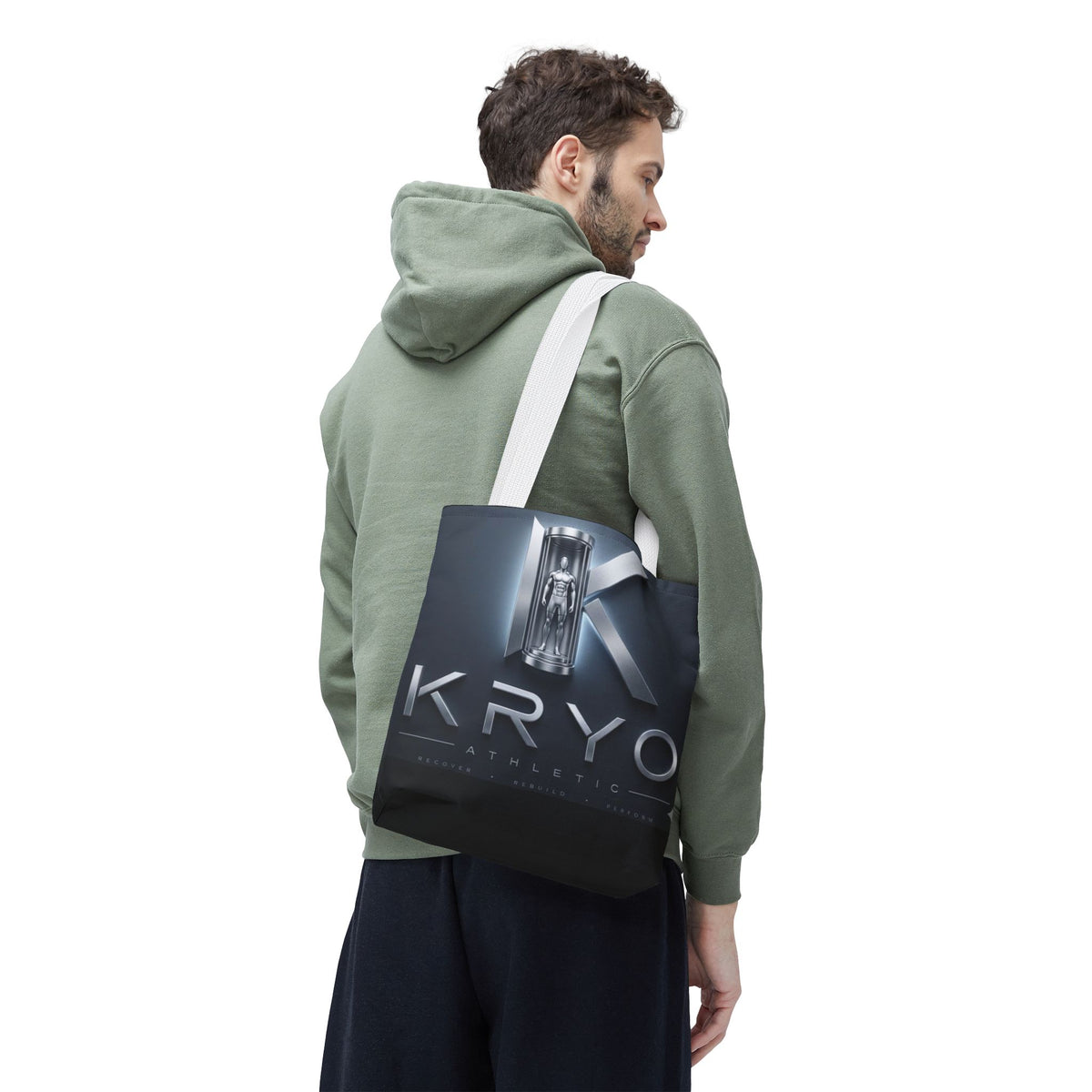 KRYO Athletic Logo Tote Bag – Futuristic Metallic Gym Tote