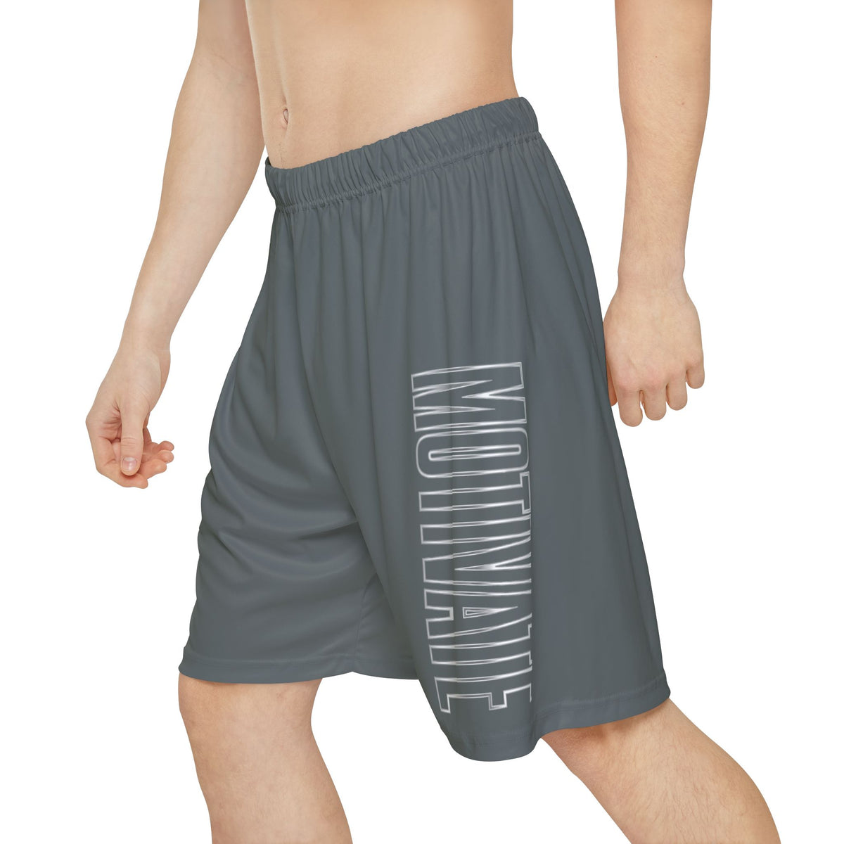Kryo Workout Gear Motivate Men's Athletic Shorts — Grey Performance Sportswear with 'MOTIVATE' Side Print