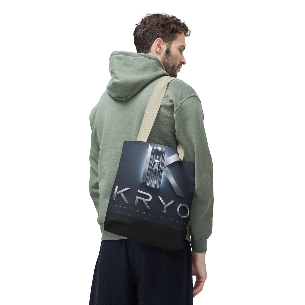 KRYO Athletic Logo Tote Bag – Futuristic Metallic Gym Tote