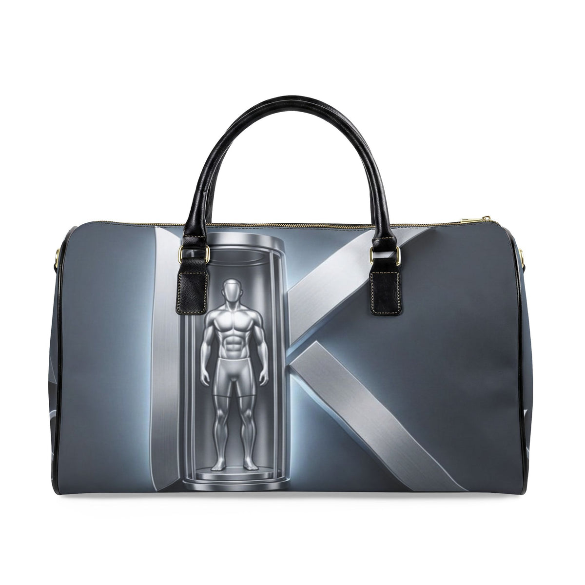 KRYO Futuristic Travel Bag — Faux Leather Weekender with Cryo Capsule Design